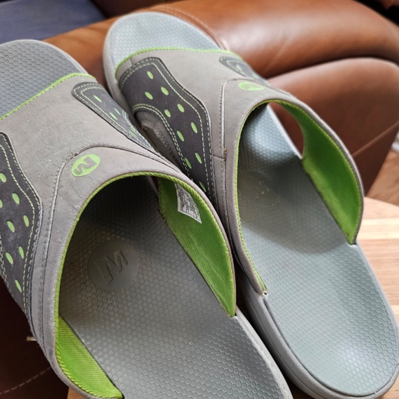 Merrill Men's rugged Castle Rock/Kiwi waterproof slide sandals, EUC, size 14 - Picture 3 of 16